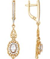 Золотые длинные серьги SOKOLOV 81020126_s с фианитами Swarovski
