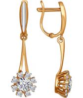 Золотые длинные серьги SOKOLOV 81020171_s с фианитами Swarovski