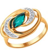 Серебряное кольцо SOKOLOV 82010006_s с гидротермальным изумрудом, фианитами