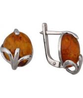 Серебряные серьги Национальное Достояние 821112-nd с янтарем
