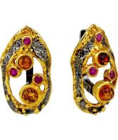 Серебряные серьги Национальное Достояние 821914-nd с янтарем, фианитами