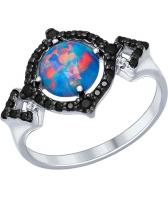 Серебряное кольцо SOKOLOV 83010001_s с искусственным опалом, фианитами