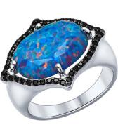 Серебряный перстень SOKOLOV 83010004_s с искусственным опалом, фианитами