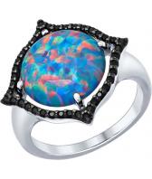 Серебряный перстень SOKOLOV 83010007_s с искусственным опалом, фианитами