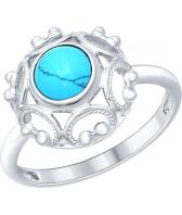 Серебряное кольцо СОКОЛОВ 83010029_s с искусственной бирюзой