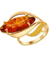 Серебряный перстень SOKOLOV 83010031_s с янтарем, фианитами