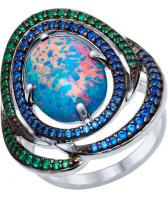 Серебряный перстень SOKOLOV 83010045_s с искусственным опалом, фианитами