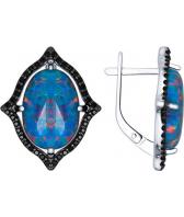 Серебряные серьги SOKOLOV 83020007_s с искусственным опалом, фианитами