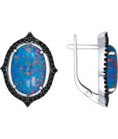 Серебряные серьги SOKOLOV 83020009_s с искусственными опалами, фианитами