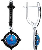 Серебряные серьги SOKOLOV 83020011_s с искусственными опалами, фианитами