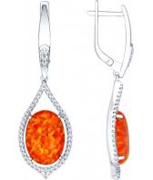Серебряные длинные серьги SOKOLOV 83020015_s с искусственными опалами, фианитами