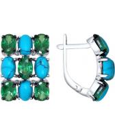 Серебряные серьги SOKOLOV 83020024_s с искусственной бирюзой, фианитами