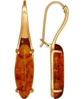 Серебряные длинные серьги SOKOLOV 83020035_s с позолотой, янтарем