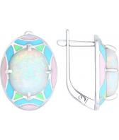 Серебряные серьги SOKOLOV 83020039_s с эмалью, искусственными опалами