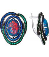 Серебряные серьги SOKOLOV 83020043_s с искусственными опалами, фианитами