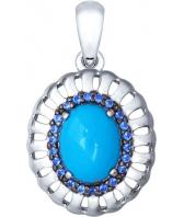 Серебряный кулон SOKOLOV 83030001_s c бирюзой, фианитом