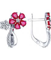 Серебряные серьги СОКОЛОВ 84020028_s с корундами, фианитами