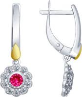 Серебряные серьги СОКОЛОВ 84020032_s с корундами, фианитами