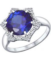 Серебряное кольцо SOKOLOV 88010016_s с сапфиром, фианитами