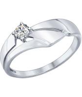 Серебряное кольцо SOKOLOV 89010037_s с фианитом Swarovski