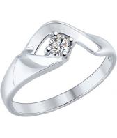 Серебряное кольцо SOKOLOV 89010038_s с фианитом Swarovski