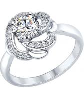 Серебряное кольцо СОКОЛОВ 89010049_s с фианитом Swarovski, фианитами