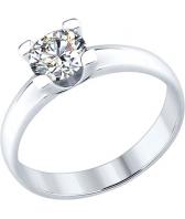 Серебряное помолвочное кольцо SOKOLOV 89010058_s с кристаллом Swarovski
