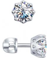 Серебряные серьги-пусеты (гвоздики) SOKOLOV 89020024_s с фианитами