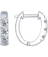 Серебряные серьги кольца конго SOKOLOV 89020049_s с фианитами