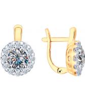 Серебряные серьги круглые SOKOLOV 89020070_s с фианитами Swarovski