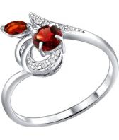 Серебряное кольцо SOKOLOV 92010106_s с гранатами, фианитами