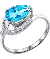 Серебряное кольцо SOKOLOV 92010277_s с топазом, фианитами