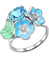 Серебряное кольцо SOKOLOV 92010473_s с эмалью с топазом