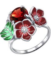 Серебряное кольцо SOKOLOV 92010474_s с эмалью с гранатом