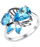 Серебряное кольцо SOKOLOV 92010494_s с эмалью с топазами, фианитом