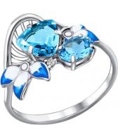 Серебряное кольцо SOKOLOV 92010501_s с эмалью с топазами, фианитом