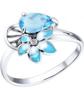 Серебряное кольцо SOKOLOV 92010512_s с эмалью с топазом, фианитом