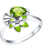 Серебряное кольцо SOKOLOV 92010514_s с эмалью с хризолитами, фианитами