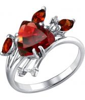 Серебряное кольцо SOKOLOV 92010517_s с гранатами, фианитами