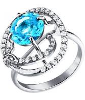 Серебряное кольцо SOKOLOV 92010548_s с топазом, фианитами