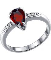 Серебряное кольцо SOKOLOV 92010628_s с гранатом, фианитами