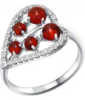 Женское серебряное кольцо SOKOLOV 92010852_s с гранатами, фианитом
