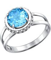 Серебряное кольцо SOKOLOV 92010926_s с топазом, фианитом