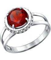 Серебряное кольцо SOKOLOV 92010927_s с гранатом, фианитом