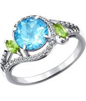 Серебряное кольцо SOKOLOV 92010946_s с топазом, хризолитами, фианитами