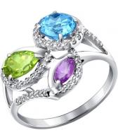 Серебряное кольцо SOKOLOV 92010963_s с аметистом, топазом, хризолитом, фианитами