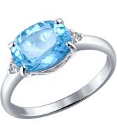 Серебряное кольцо SOKOLOV 92010972_s с топазом, фианитами