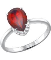 Серебряное кольцо SOKOLOV 92010978_s с гранатом, фианитами