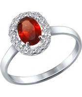 Серебряное кольцо SOKOLOV 92010984_s с гранатом, фианитами