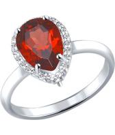 Серебряное кольцо SOKOLOV 92010993_s с гранатом, фианитами